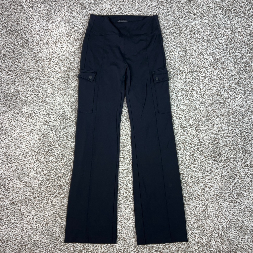 Athleta Pants Womens Small Delancey Cargo Black Straight Utility Travel Basic